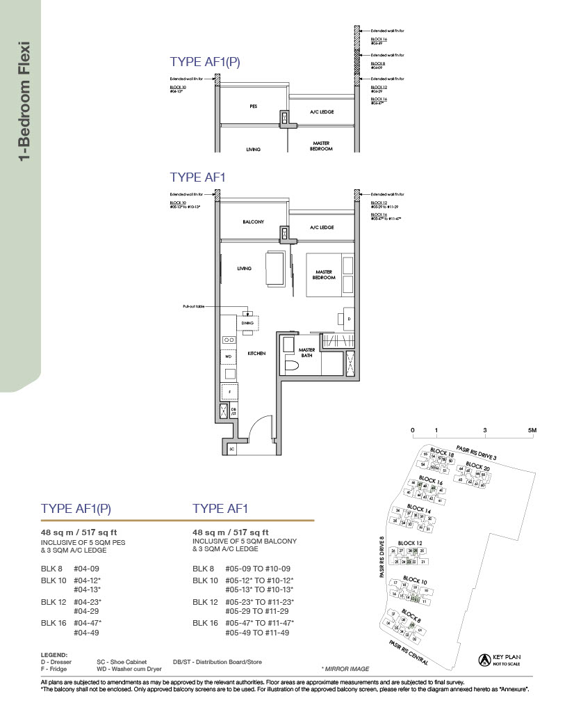 Pasir Ris 8 _ Floor plan_1BR Flexi Type AF1
