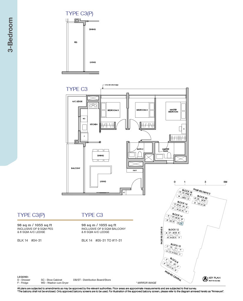 Pasir Ris 8 _ Floor plans 3BR Type C3