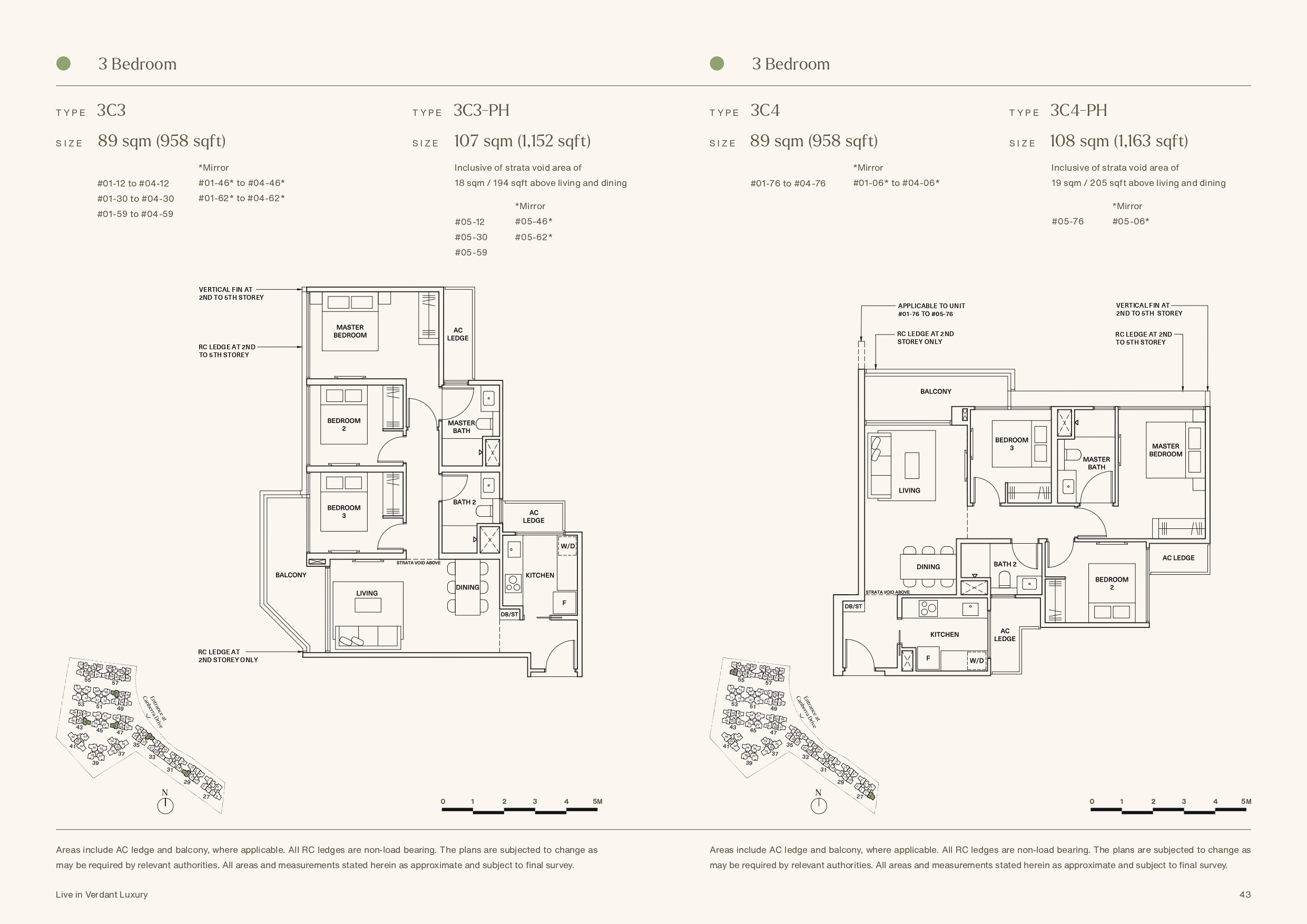 The Watergardens at Canberra Floor Plan 3 BR 3C3 89_958 & 3C4 89_958