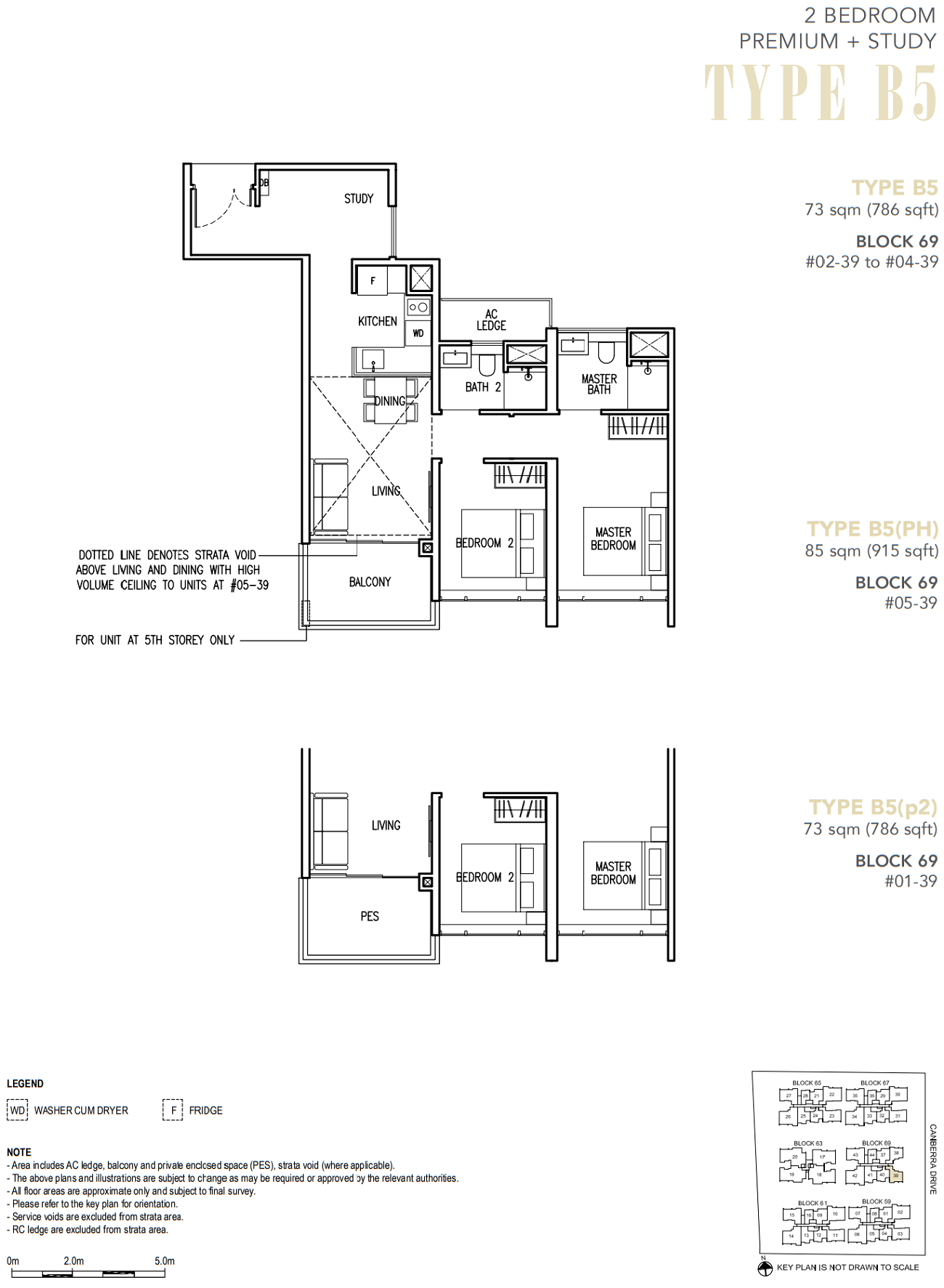 The Commodore Floor Plan 2 Bedroom_Study Type B5 73_786