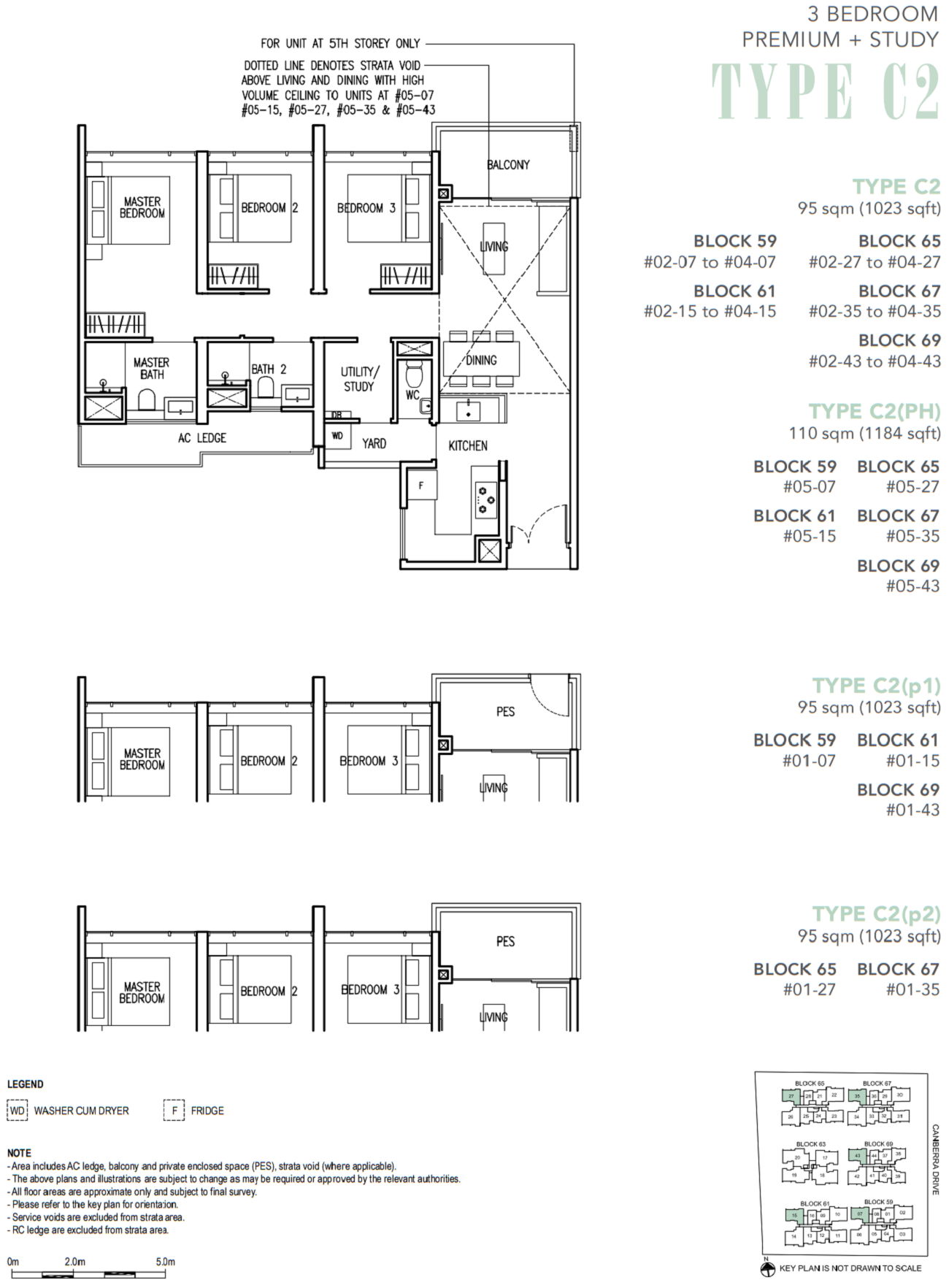 The Commodore Floor Plan 3 Bedroom_Study Type C2 95_1023