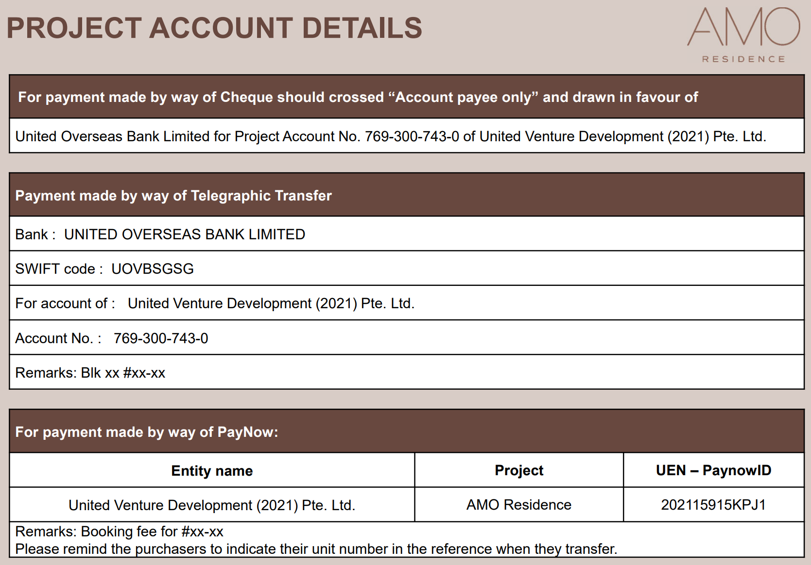 AMO Residence Project Account Details_090622