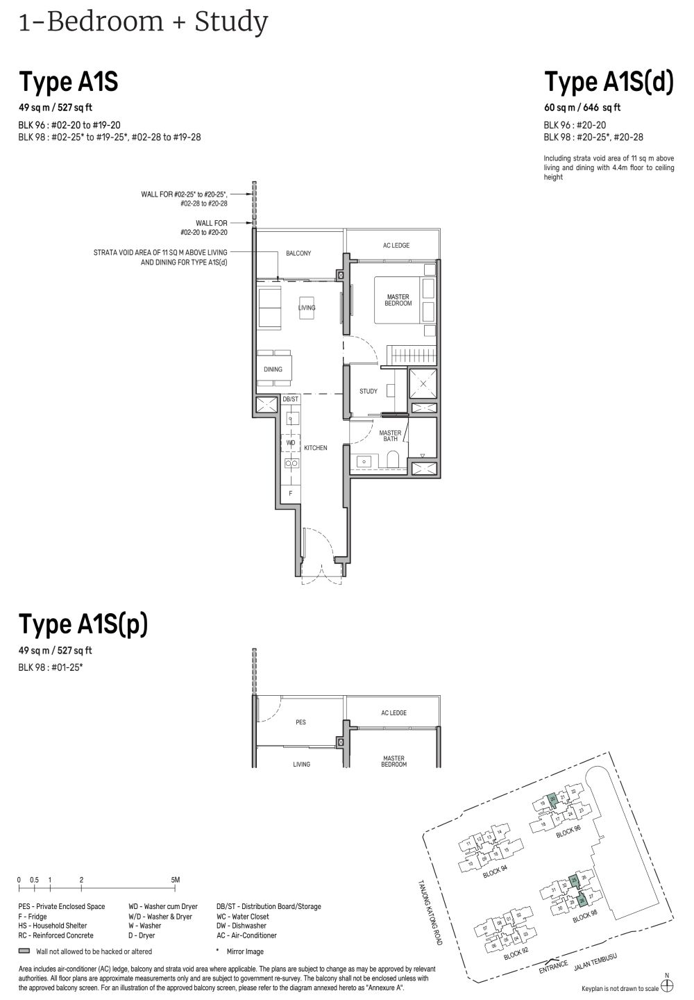 Tembusu Grand 1BR+Study A1S Unit Floor Plan