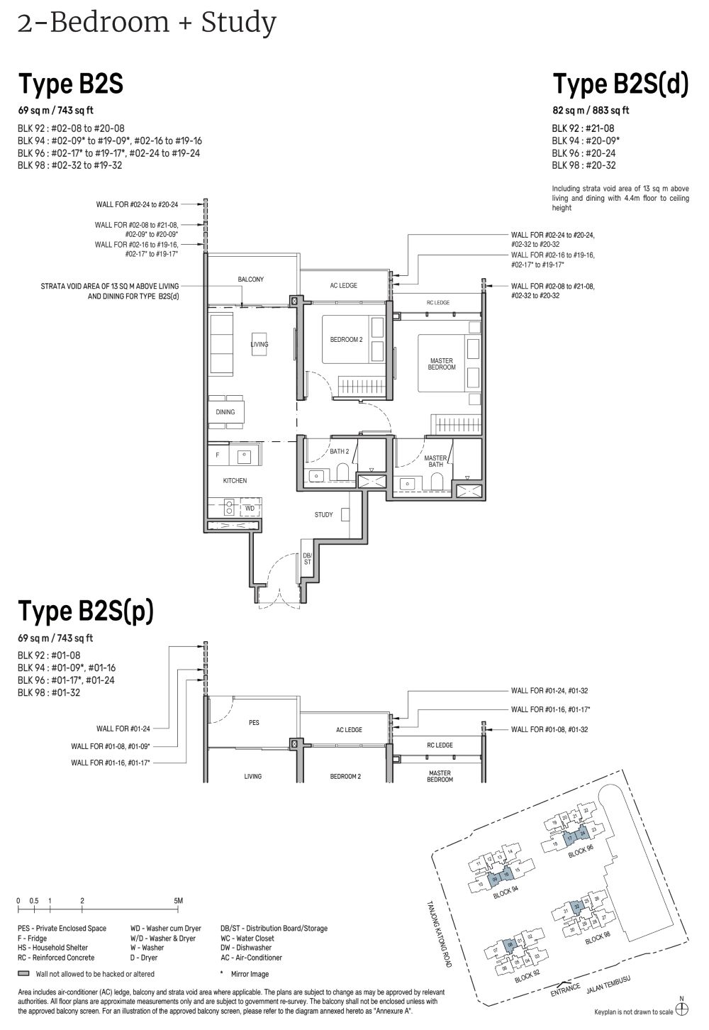 Tembusu Grand 2BR+Study B2S Unit Floor Plan