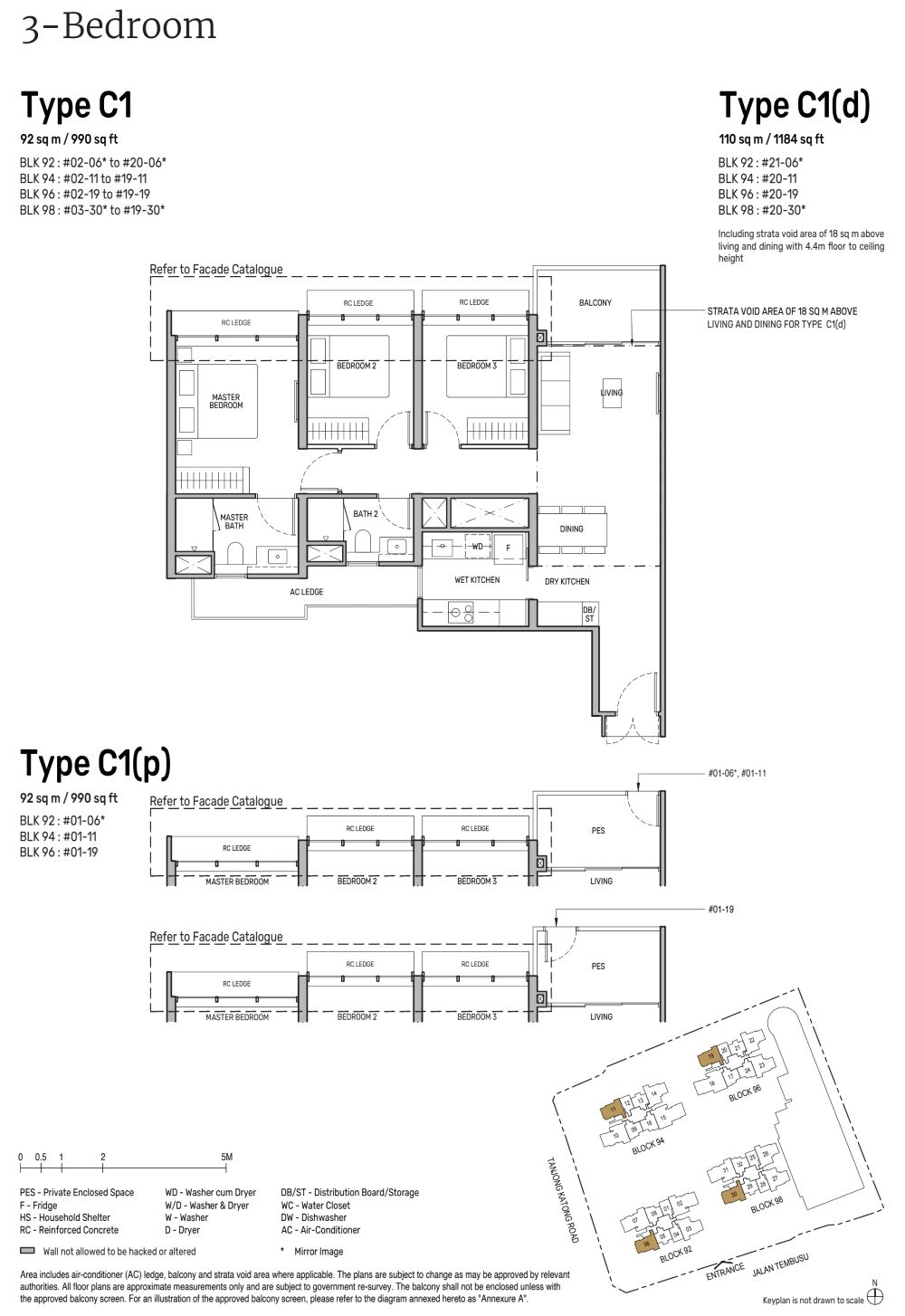 Tembusu Grand 3 Bedroom C1 Unit Floor Plan
