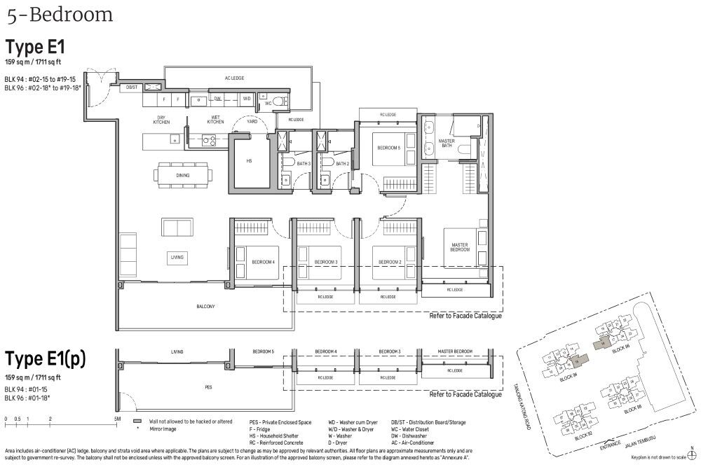 Tembusu Grand 5 Bedroom E1 Unit Floor Plan