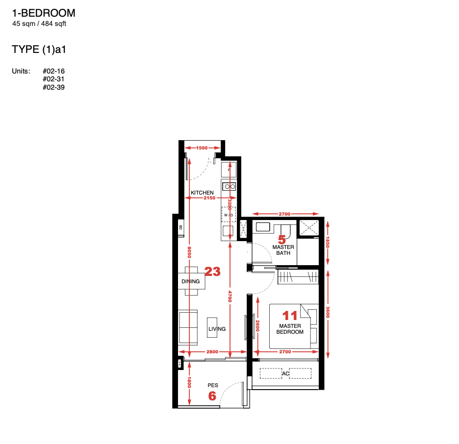 Tengah Garden Residences 1 bedroom floor plan
