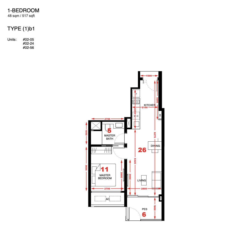 Tengah Garden Residences 1 bedroom floor plan