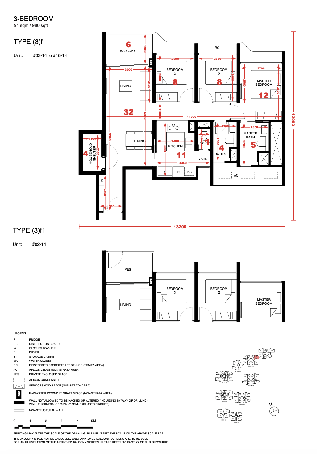 Tengah Garden Residences 3 bedroom floor plan