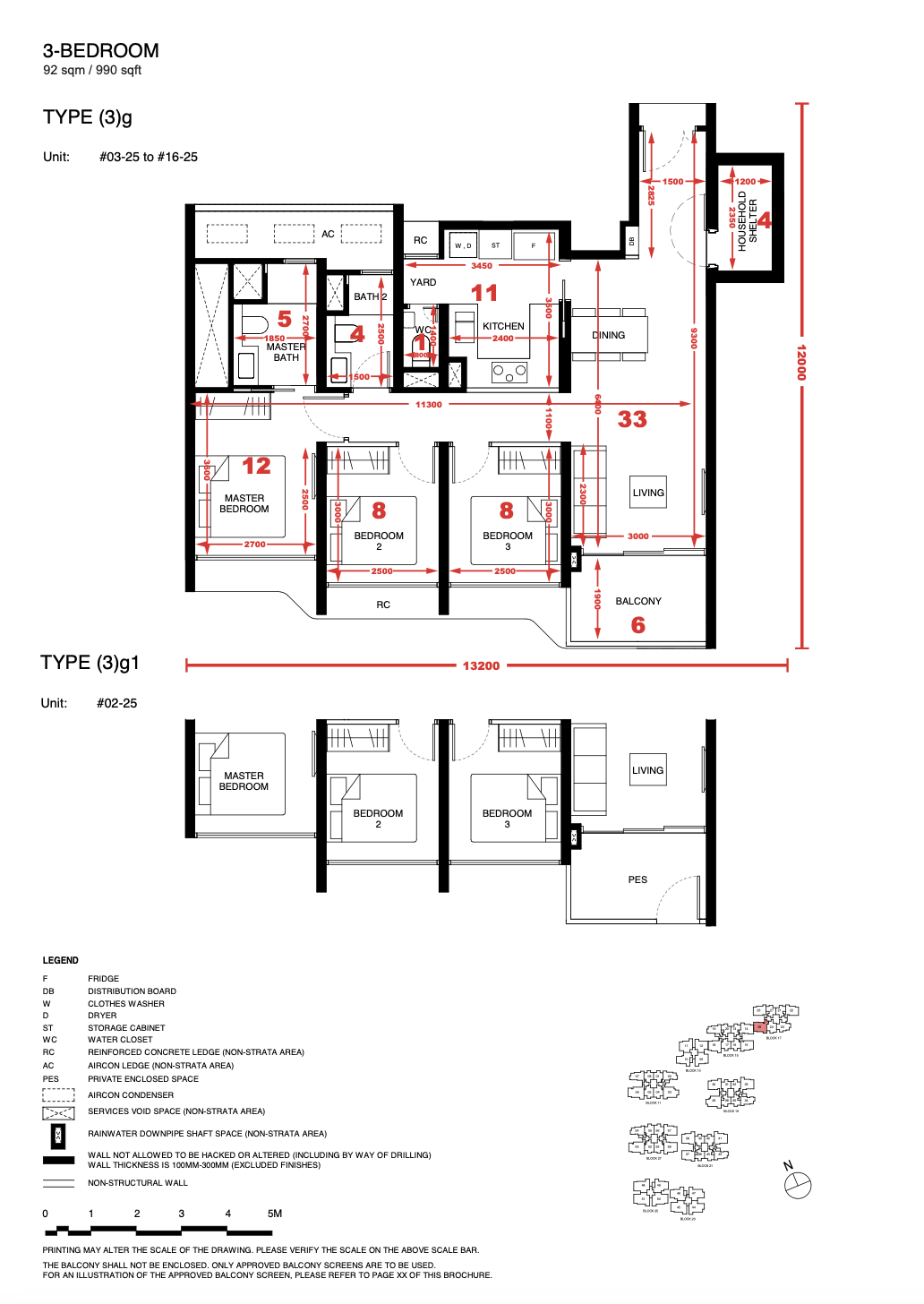 Tengah Garden Residences 3 bedroom floor plan