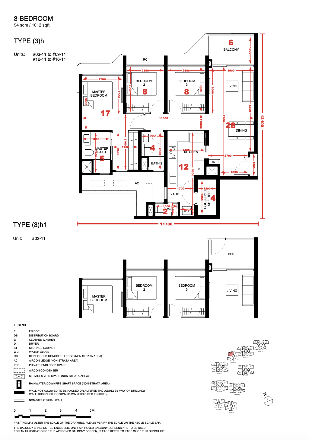 Tengah Garden Residences 3 bedroom floor plan
