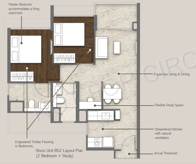 Dunearn house 2 bedroom + study floorplan