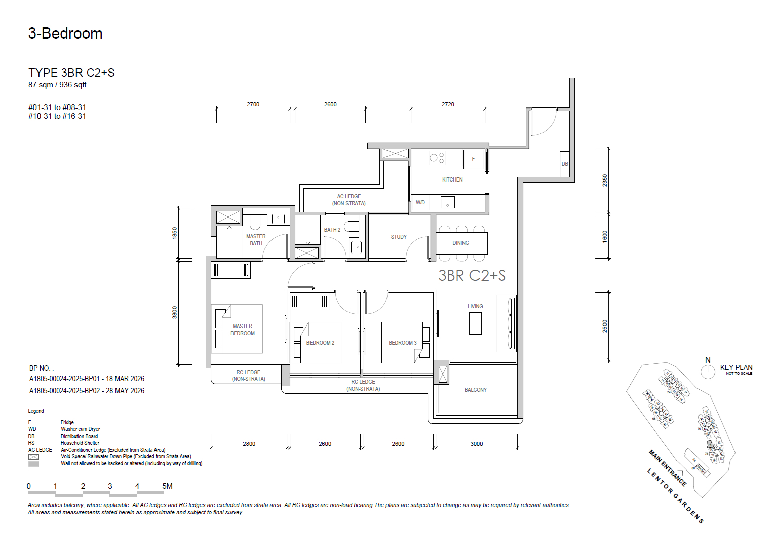 Lentor Garden Residences 3 bedroom deluxe + study floorplan