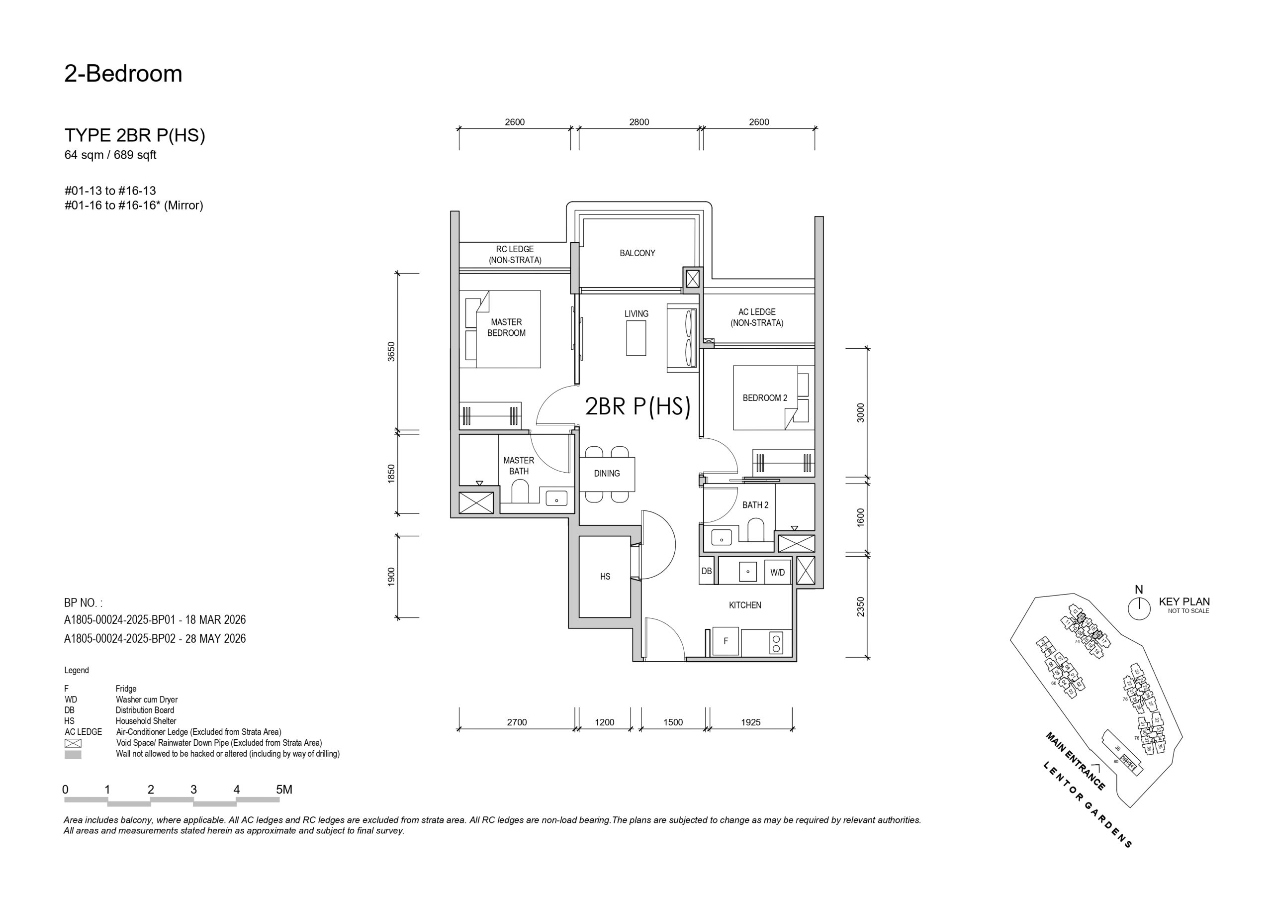 Lentor Garden 2 bedroom premium (HS) floorplan