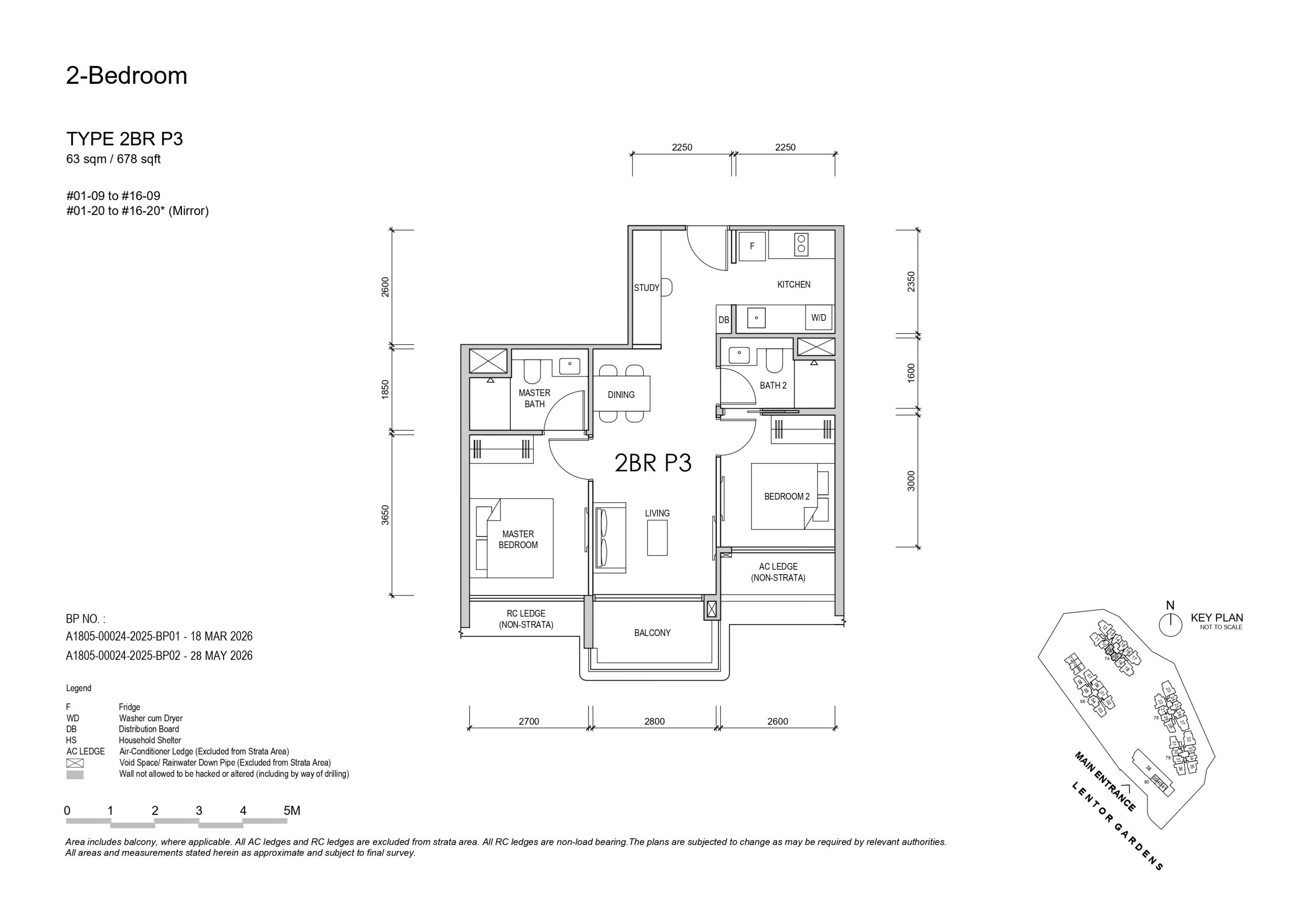 Lentor Garden 2 bedroom premium P3 floorplan