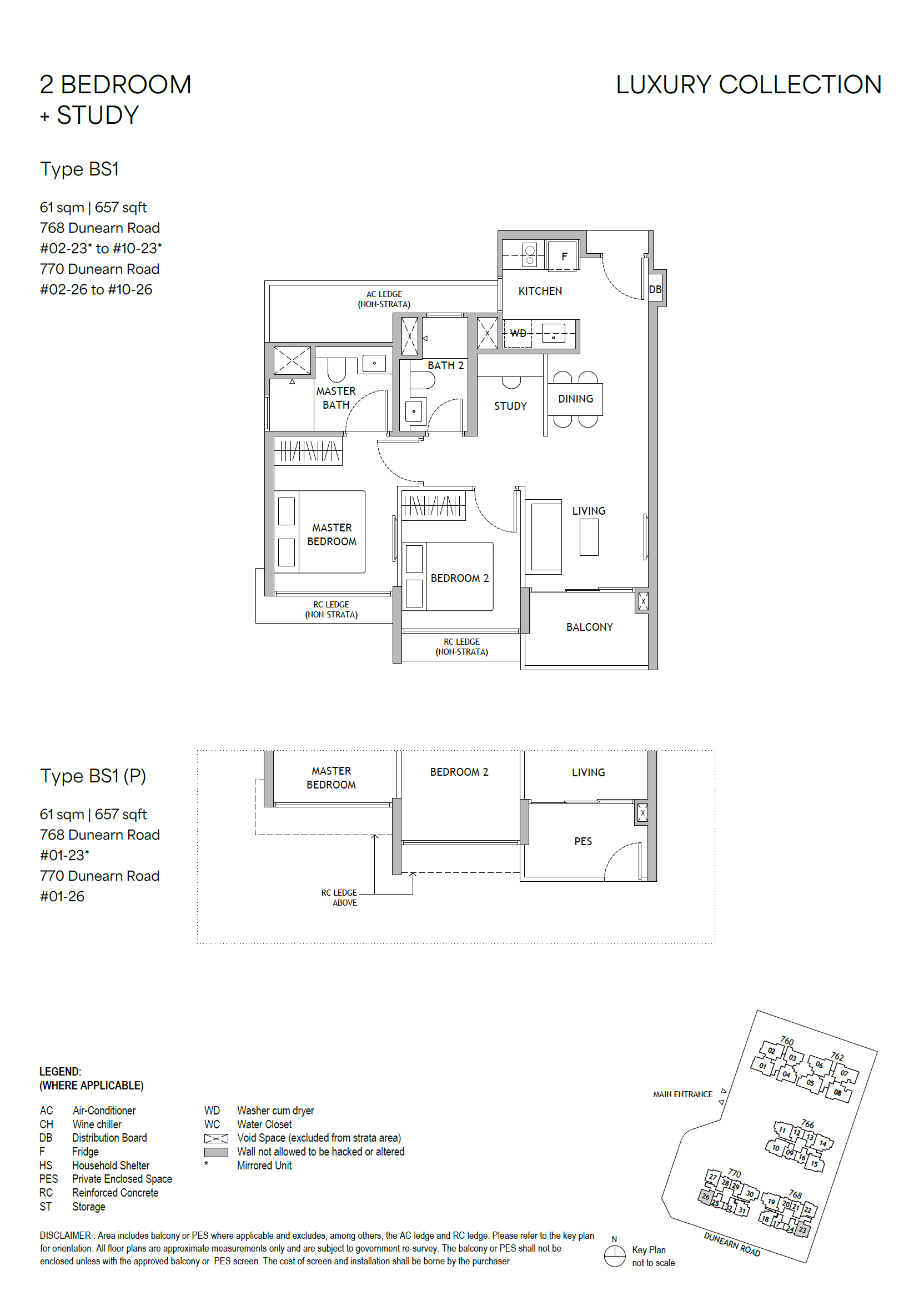 Dunearn 2 bedroom+study BS1 floorplan