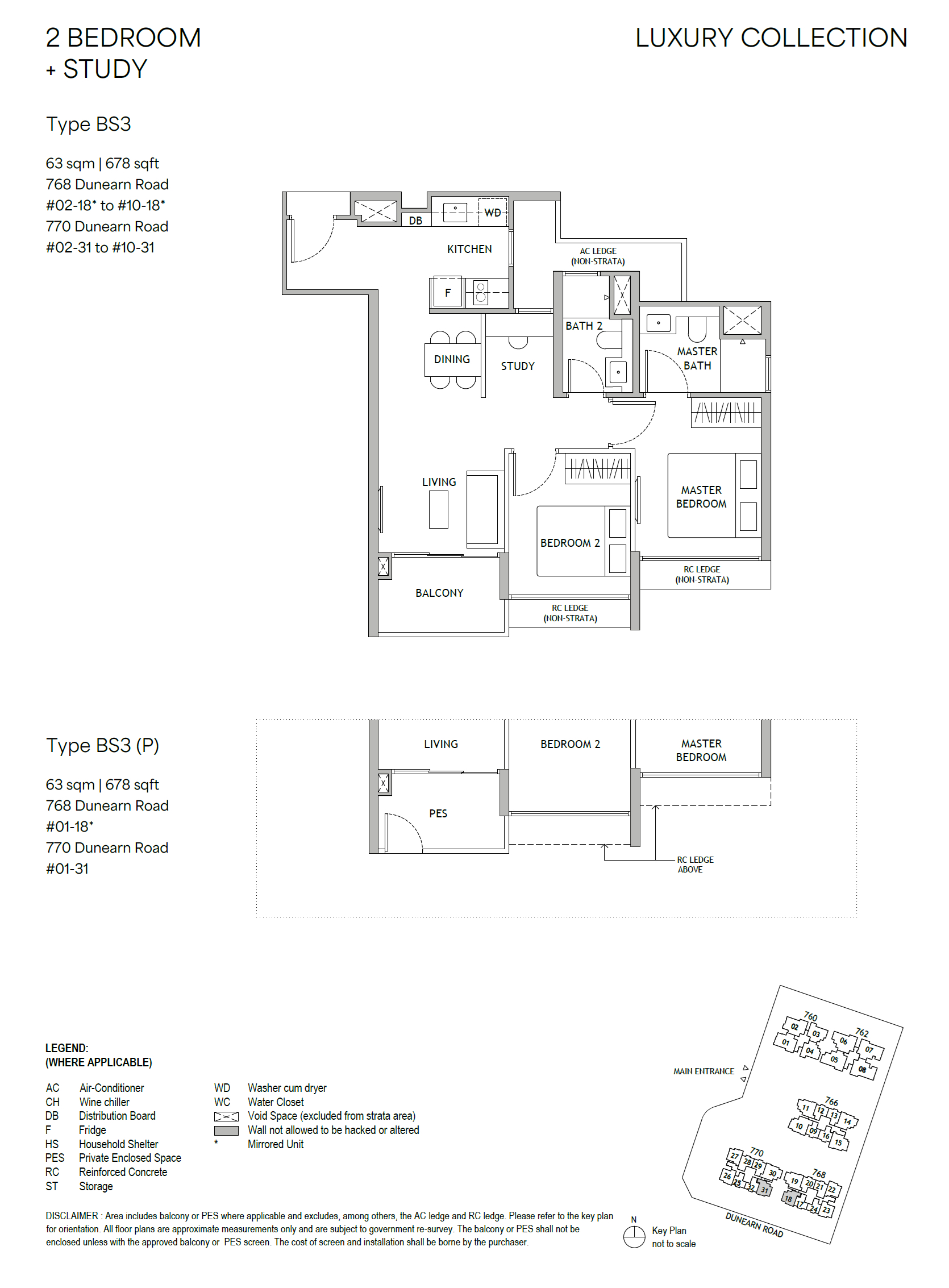 Dunearn 2 bedroom+study BS3 floorplan